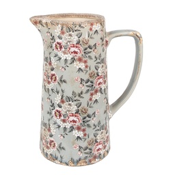 [6CE1971L] Dekorativer Krug Grau Rosa 21x14x26 cm