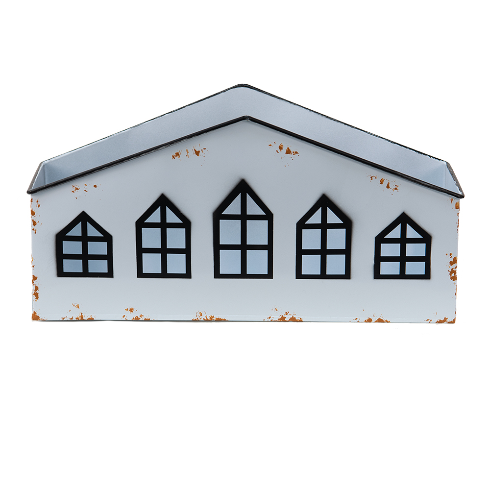 Tealight Holder House White 36x12x18 cm