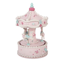 [66753] Music box Carousel Pink Blue Ø 12x19 cm