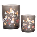 Tealight holder (2) Grey Orange Ø 7x8 / 10x13 cm