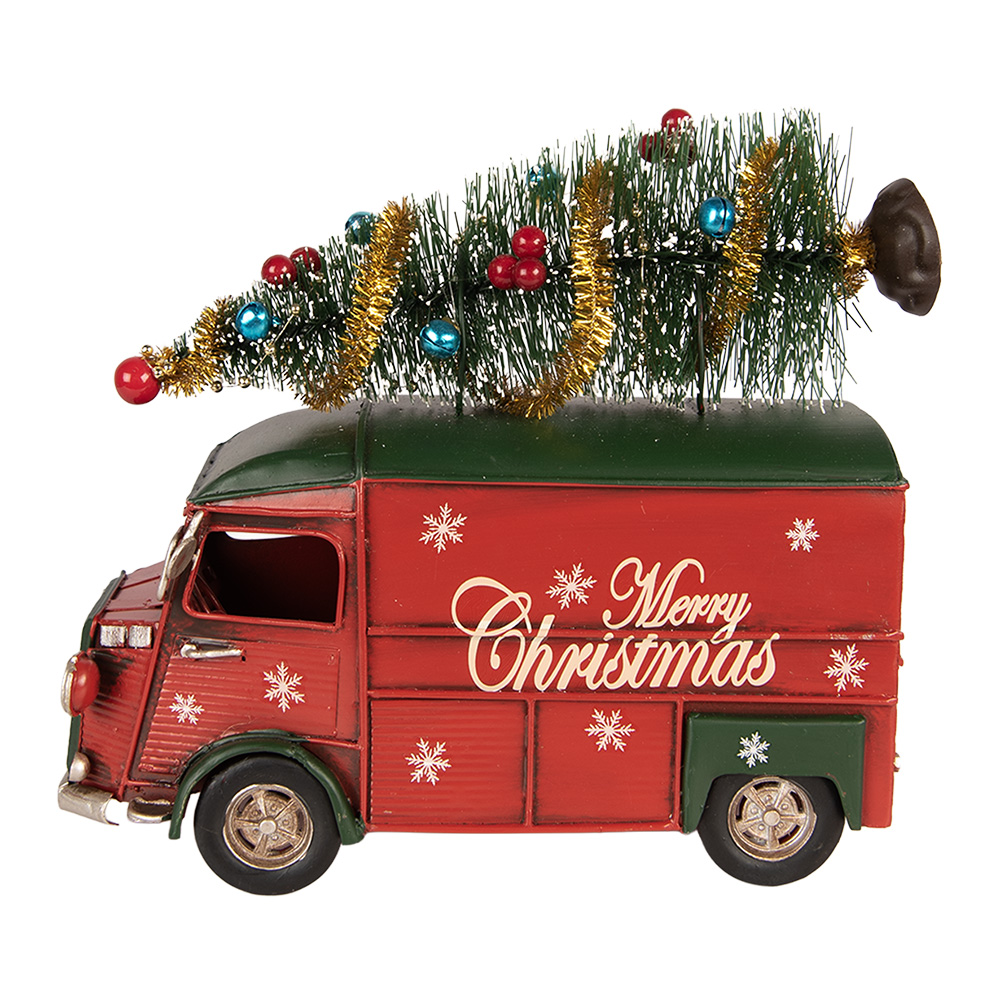Model bus met kerstdecoratie 21x10x17 cm