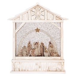 [6PR6190] Music box with LED White Brown 22x7x25 cm / 3xAA