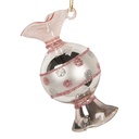 Christmas Bauble Silver colored Pink Ø 4x8 cm