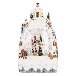[6PR6180] Schneekugel mit LED Weiß Grün 15x9x27 cm / 3xAA