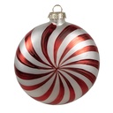 Weihnachtskugel Rot Weiß 8x3x8 cm