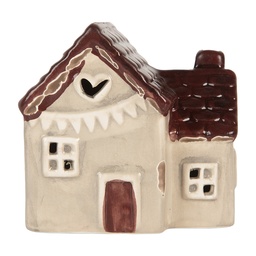 [6CE2271] Dekoration Haus mit LED Beige Rot 8x6x8 cm