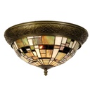Plafoniera Tiffany Verde, Marrone, Beige Ø 38x19 cm E14/max 2x40W