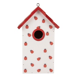 [6H2445] Casetta per Uccelli Bianco Rosso 15x10x22 cm