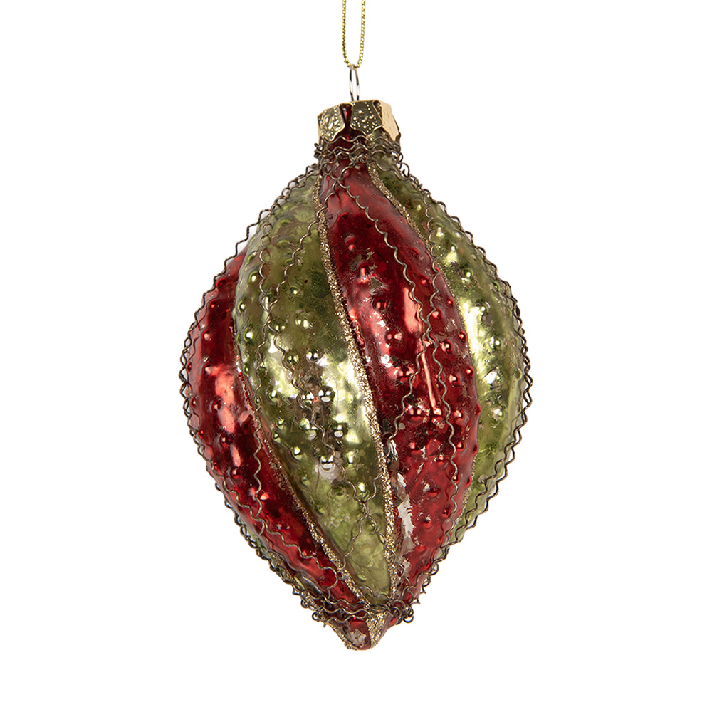 Christmas Bauble Red Green Ø 7x11 cm