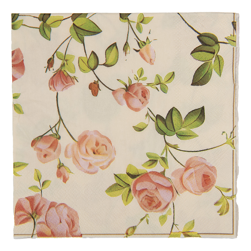 Serviettes en papier Beige Rose 33x33 cm (20)