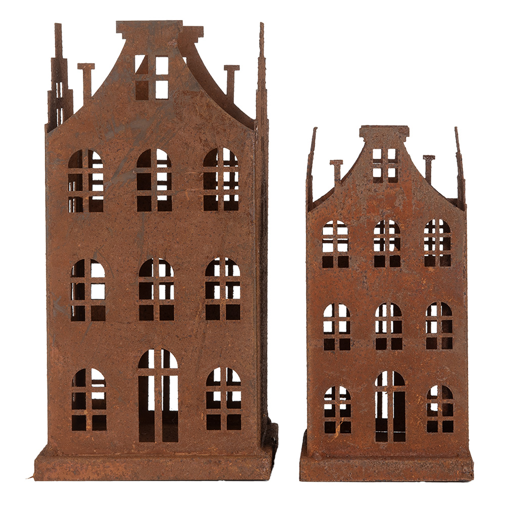 Decoratie huis (2) 11x11x21 / 8x8x16 cm