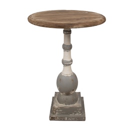 [5H0689] Side Table Round Brown Beige Ø 51x71 cm