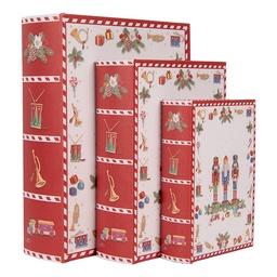 [66775] Aufbewahrungsbox Weiß Rot (3) 27x22x7 / 22x17x6 / 17x12x4 cm