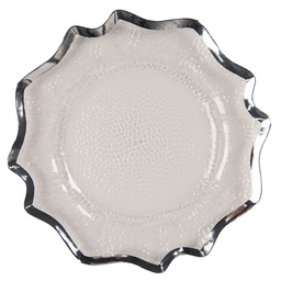 [65238ZI] Plaque de fond Transparent, Argent Ø 33x1 cm