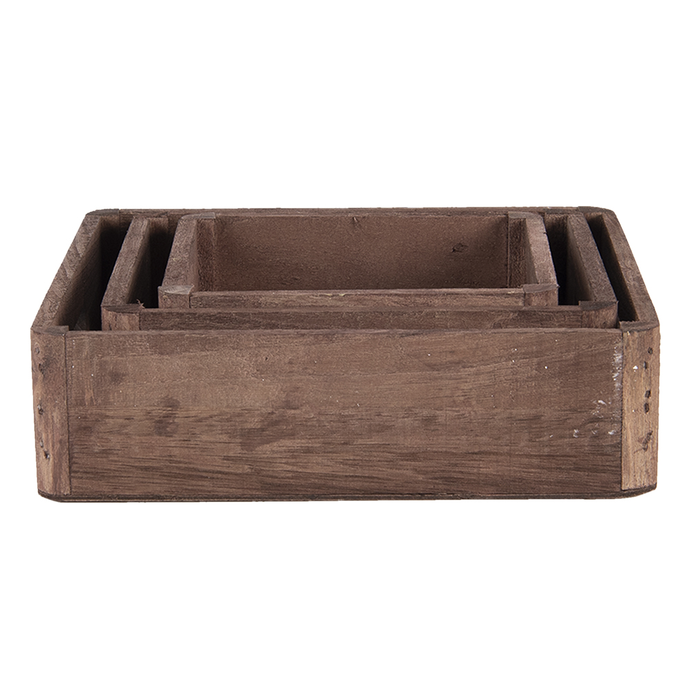 Dekoratives Tablett (3er Set) Braun 24x24x6 / 20x20x6 / 16x16x6 cm