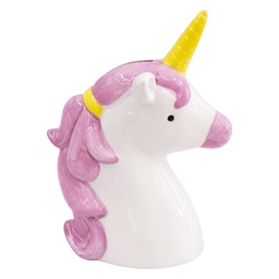 [6CE2474] Money-box Unicorn White Pink 12x9x19 cm