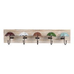 [66264] Appendiabiti da Parete Marrone Beige 60x10x12 cm