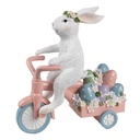 Decoration Rabbit on bicycle White Pink 29x12x31 cm