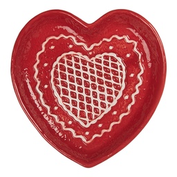 [6CE2359] Crockery Breakfast Plates Red White 17x17x3 cm