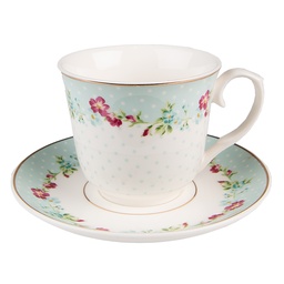 [6CEKS0128] Tasse et soucoupe Blanc 13x10x7 / Ø 15x2 cm / 250 ml