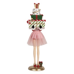 [6PR5769] Deko Frau Rosa Weiß 10x10x36 cm