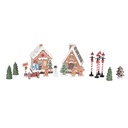 Decoration houses with LED (set 17) Brown White 9x8x13 cm / 2xAAA