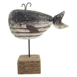[6H2529] Décoration Baleine Marron Beige 22x8x25 cm