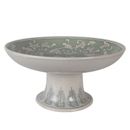 [6CE2382] Alzatina Bianco Verde Ø 32x15 cm
