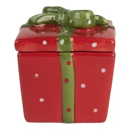 [6CE2149] Storage Jar with Lid Red Green 9x9x11 cm