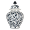Pot de décoration avec couvercle Blanc Bleu Ø 14x21 cm