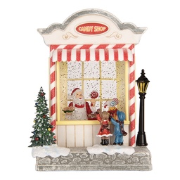 [6PR6176] Spieldose Haus mit LED Weiß Silberfarbig 16x12x23 cm / 3xAA