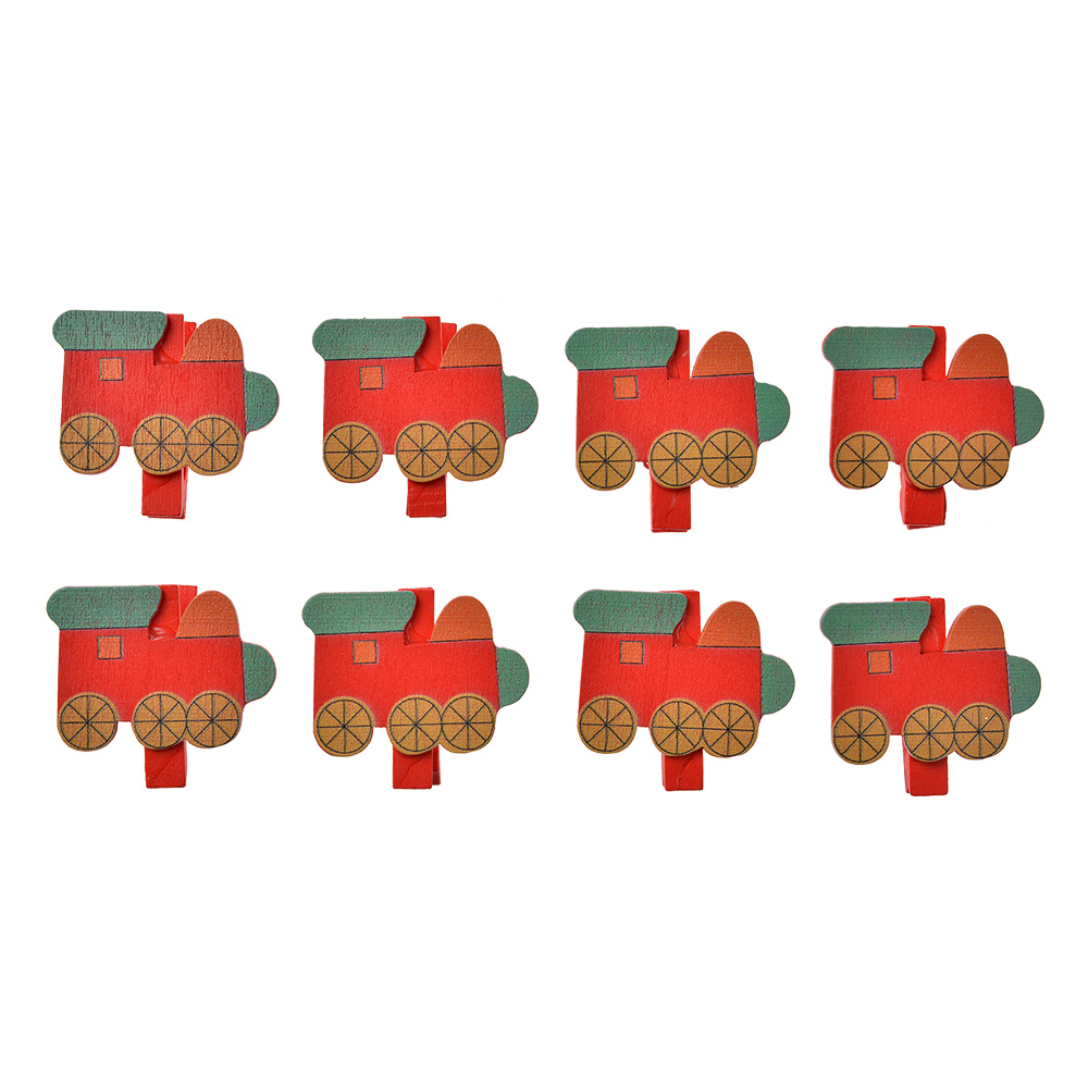 Molletta con locomotiva (set 8) Rosso Verde 4x1x3 cm