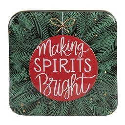 [6BL0208] Storage Tin Green Red 17x17x6 cm