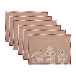 [GBB40] Set di tovagliette da 6 Marrone Bianco 48x33 cm