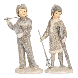 [6PR5921] Set di decorazioni natalizie da 2 Bambini Grigio 8x5x15 cm