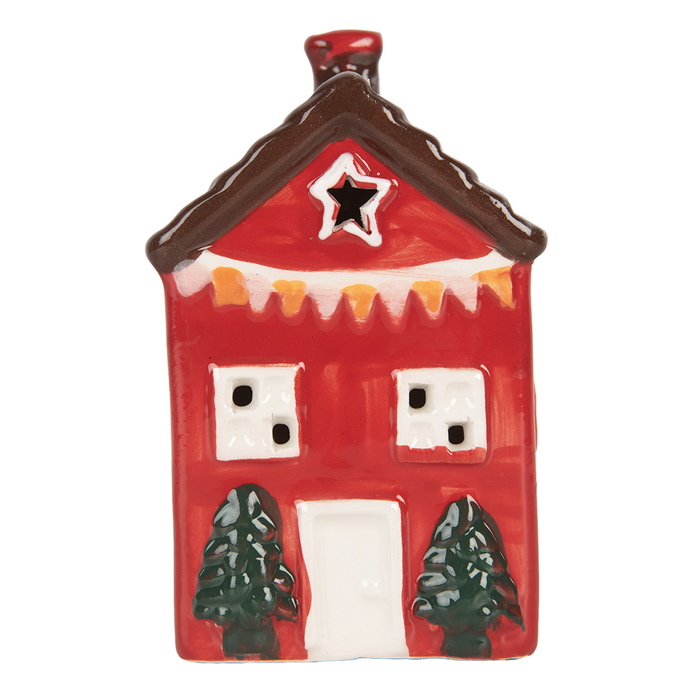 Decoratie huisje met LED 6x6x10 cm