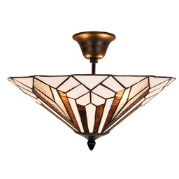 [5LL-5896] Ceiling Lamp Tiffany White, Brown Ø 40x28 cm E14/max 2x40W
