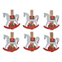 Pince à linge avec Cheval à bascule (set 6) Blanc Rouge 4x1x4 cm
