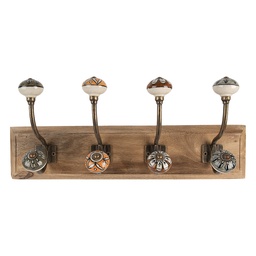 [6H2393] Wandgarderobe 4 haken Braun 45x11x18 cm
