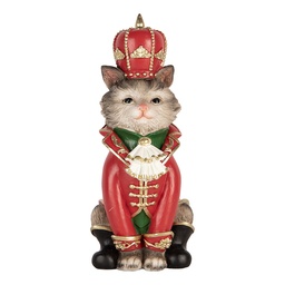 [6PR6373] Décoration Chat Gris Rouge 8x11x21 cm