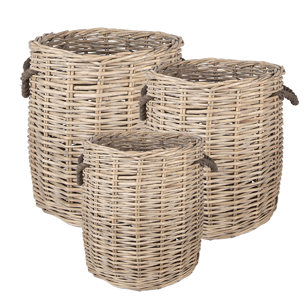 Manden (set van 3) Ø 60x54 / Ø 50x50 / Ø 40x44 cm