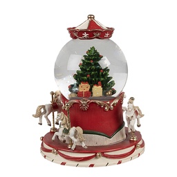 [65766] Sneeuwbol met muziek kerstboom Ø 14x19 cm / 3xAAA