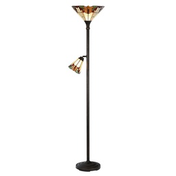 [5LL-5969] Tiffany Stehlampe Beige, Rot Ø 30x178 cm E27/max 1x100W E14/max 1x25W