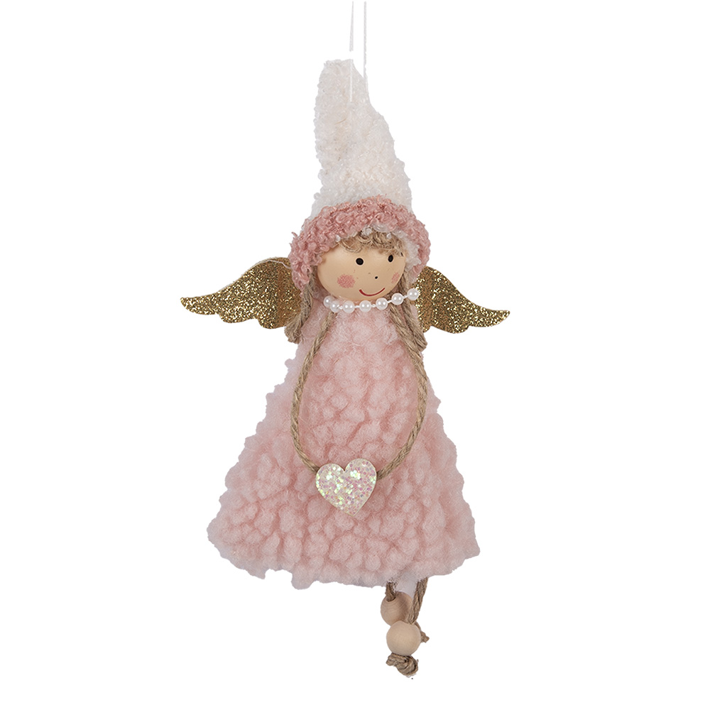 Pendentif Décoratif Ange Rose Blanc 10x3x20 cm