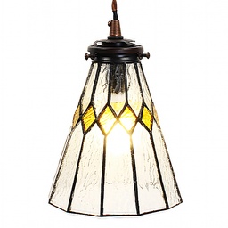 [5LL-6194] Suspension Tiffany Blanc, Jaune Ø 15x115 cm E14/max 1x40W