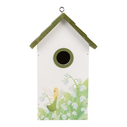 [6H2449] Vogelhaus Weiß Grün 15x10x22 cm