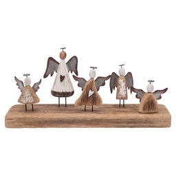 [6H2506] Weihnachtsdeko Engel Weiß Braun 34x8x15 cm