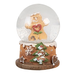 [65765] Schneekugel Lebkuchenmännchen Braun Weiß Ø 5x6 cm