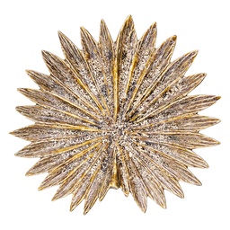 [6CE2502] Plat décoratif Fleur Jaune Blanc Ø 22x3 cm