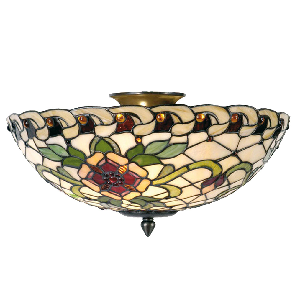 Lampe de plafond Tiffany Vert, Rouge Ø 40x25 cm E14/max 2x40W